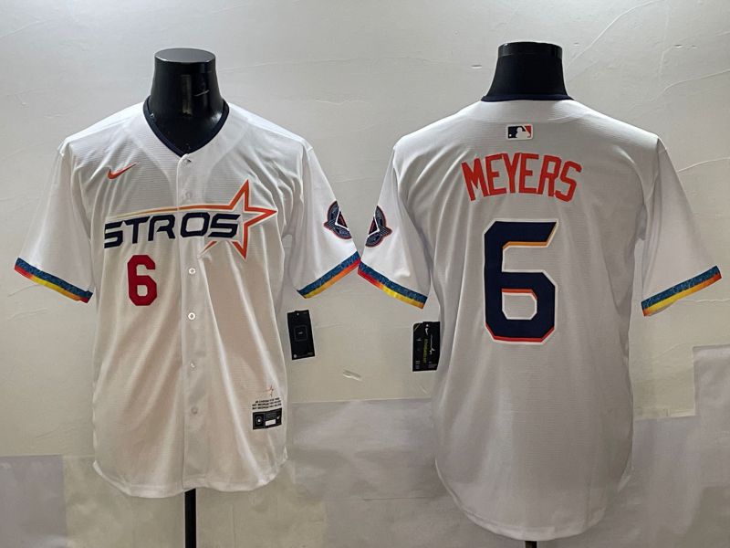 Men Houston Astros #6 Meyers White Four generations Joint Name 2025 Nike MLB Jersey style 2